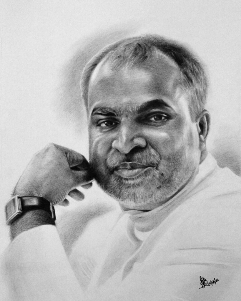 Portrait of Fr Johnson from Devikulam (Graphite on A3 Paper)